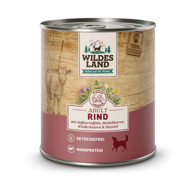 Wildes Land Classic Adult Nassfutter Rind mit Süßkartoffeln 800g